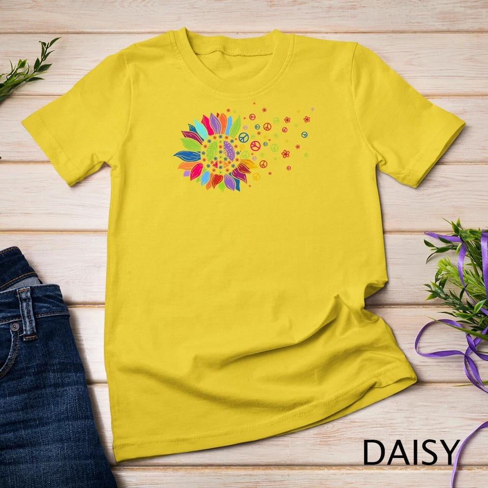 Hippie Soul Peace Sign Costume Funny Daisy Flower Lovers Unisex T-shirt 3 XL