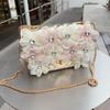 2025 Luxury Designer Women 3D Flower Diamonds Shoulder Crossbody Bag Brand Argyle Pattern Square Handbag Lattice Evening Bag