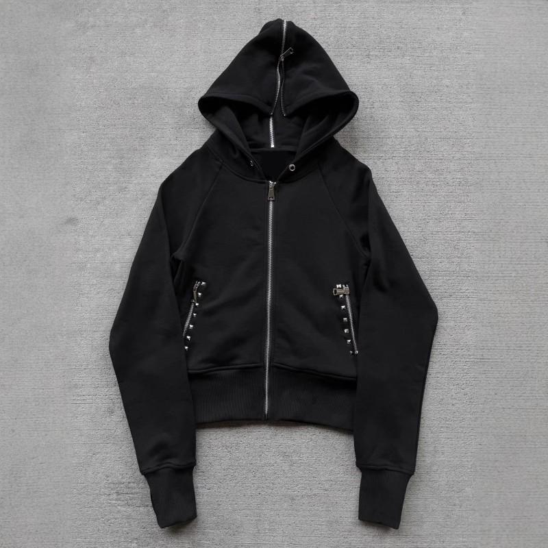 Fall Winter American Style Solid Color Zip Up Hoodie With Pockets Streetwear Teens