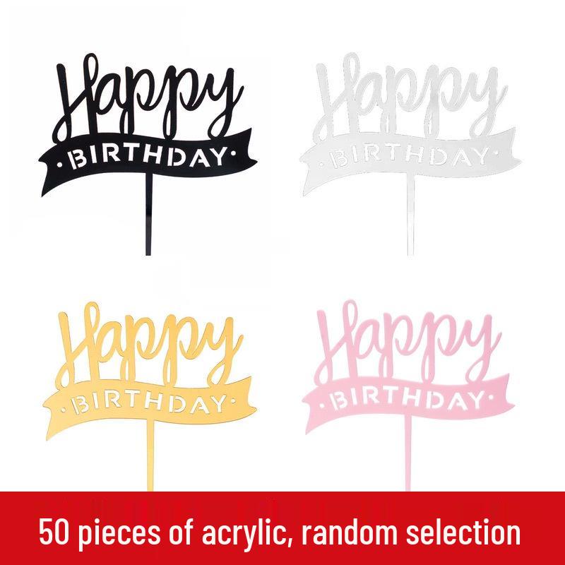 50-Pack Acrylic 'Happy Birthday' Cake Toppers - Popular Party Decorations with Free Shipping