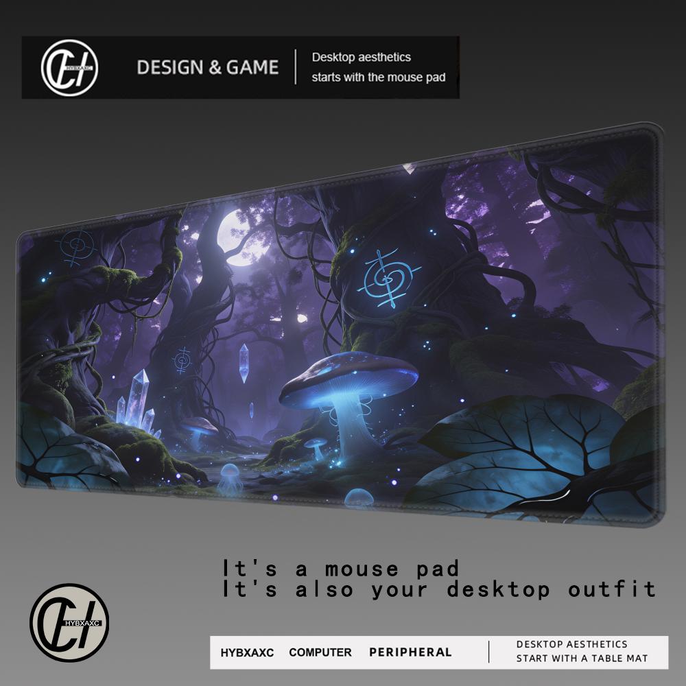 HYBXAXC Giant mushroom forest MTG Playmat Magic Card Battle Mat XCM Desk mat tapete magic mtg NonSlip Durable Stitched Edge 800x400x2mm
