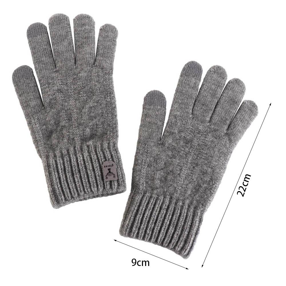 Wool Men Knitted Gloves Touchscreen Full Finger Gloves Nonslip Knitted Woolen Gloves  Winter