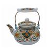2.5 L Enamel Tea Kettle Easy To Clean 2.5L Water Boiling Pot Floral Stovetop Kettle No Whistling Bohemian Design Coffee Pot