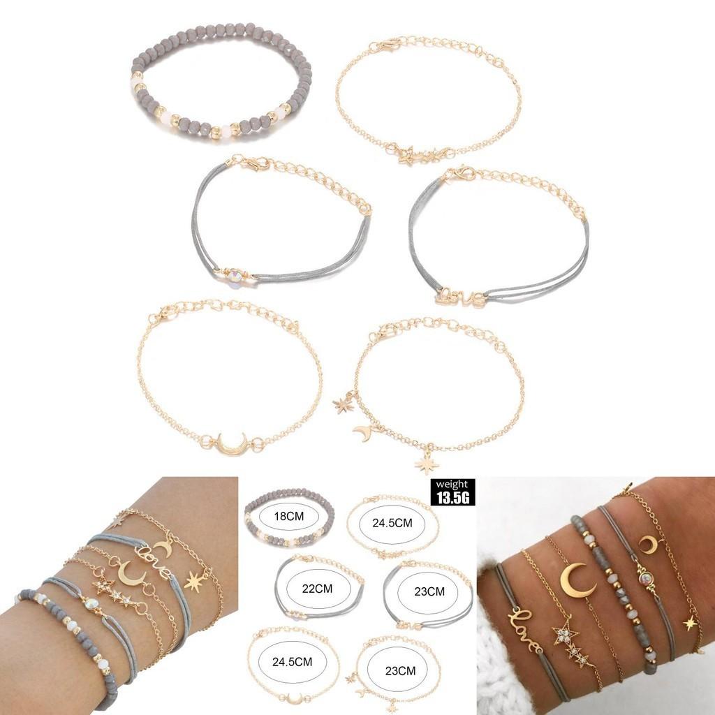 Trendy Autumn Bracelet Set With Star And Moon Pendants Unisex Design Perfect For Gifts