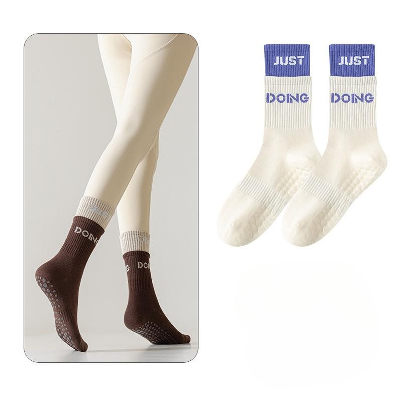 

Yoga Socks, Women s Autumn Pure Cotton Boneless Mid-calf Socks, Silicone Anti-slip Double Flared Sports Socks 1 pair белый