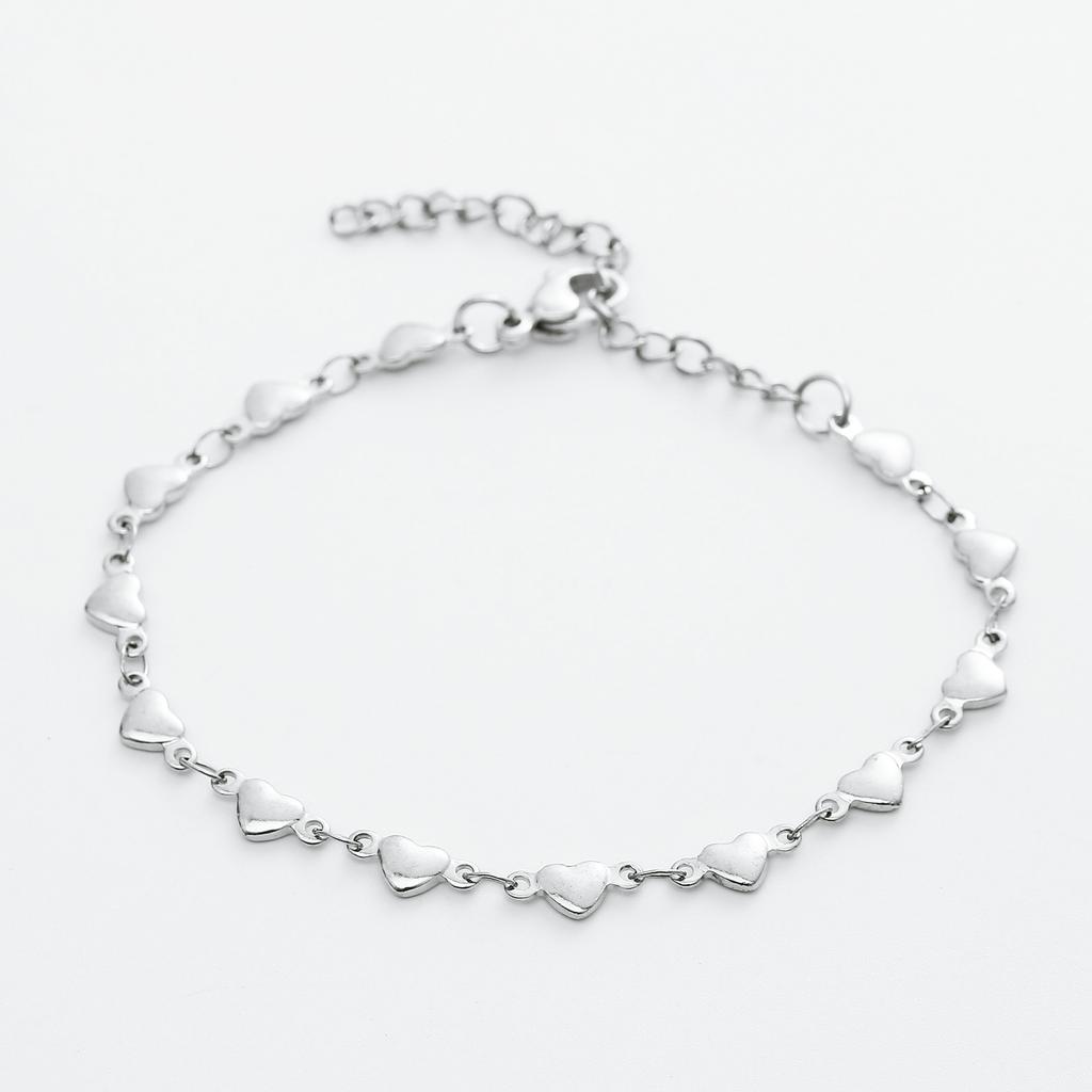 Fashion Stainless Steel Peach Heart Heart-shaped Chain Bracelets for Women Cross Personalized Extension Chain Adjustable Jewelry