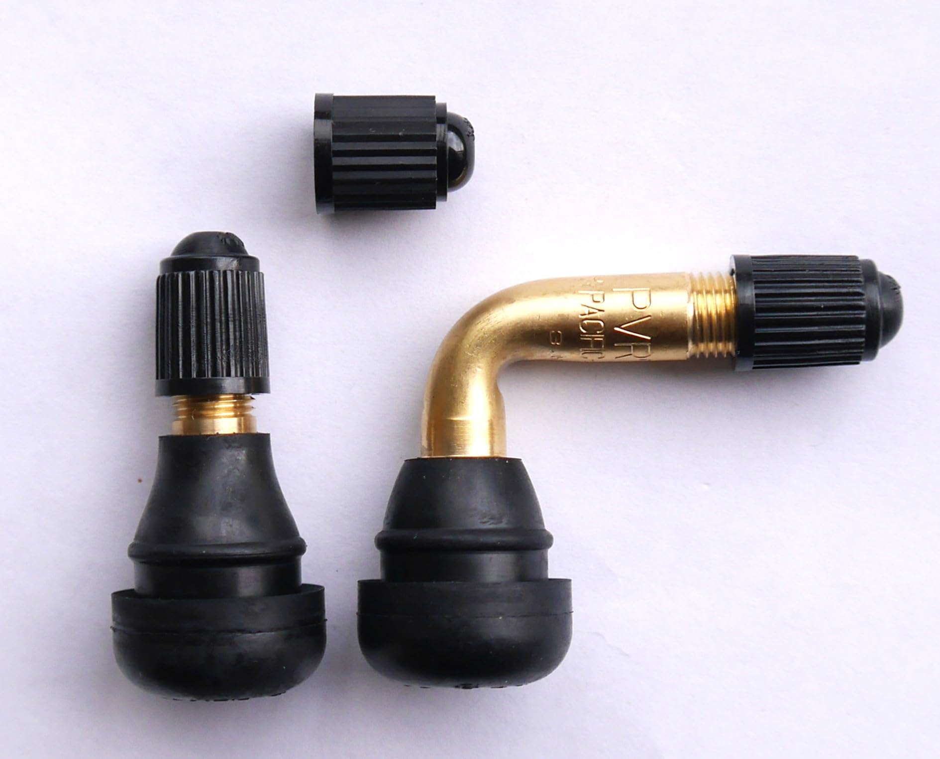 

PACIFIC Motorcycle L-Shaped Tubeless Valve PVR-70 CL & TR-412 CL Short Straight Type Set with 1 Extra Cap