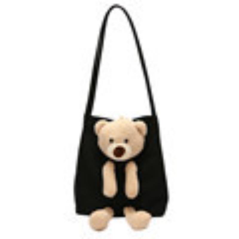 Autumn Bear Bag Women's, New Trendy Fashion Canvas Bag Women's Shoulder Tote Bag Student Handbag