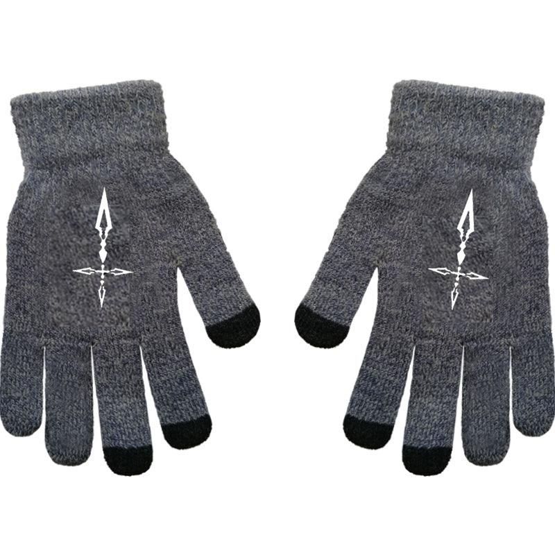 Black Butler Charles Sebastian Anime Online Game Peripheral Gloves Gray Full-finger Autumn and Winter Warm and Cold Protection