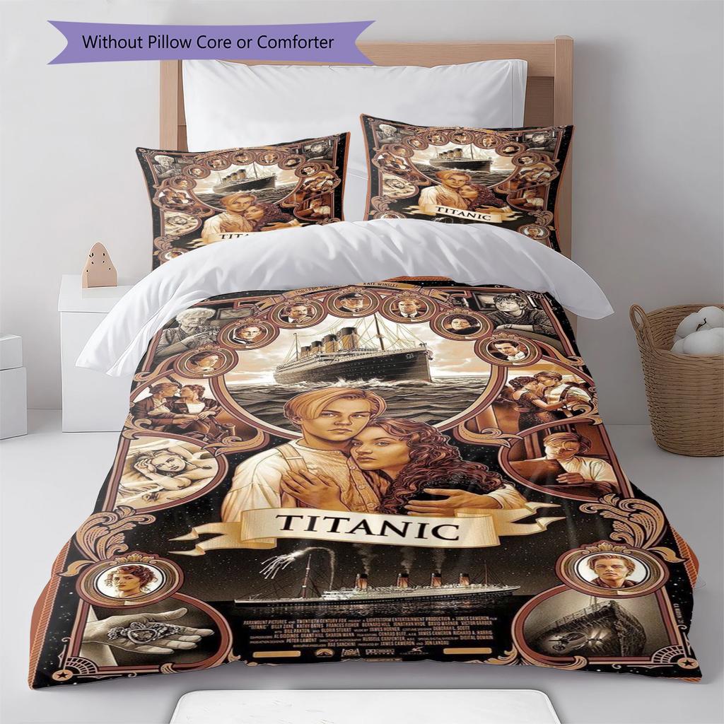 Biancheria da letto con motivo Titanic Set copripiumino Federe Decorazione per la casa Regalo (1 * copripiumino + 2 * federa, senza nucleo)