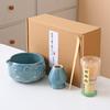 8pcs Cherry Blossom White Matcha Bowl with Matcha Whisk Set, Japanese Tea Set Includes Matcha Bowl with Spout
