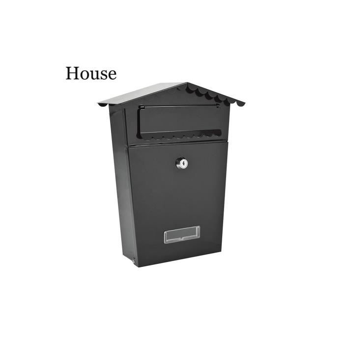 Boîte à lettres en acier modèle House noire - GENERIQUE - Simple face - Murale