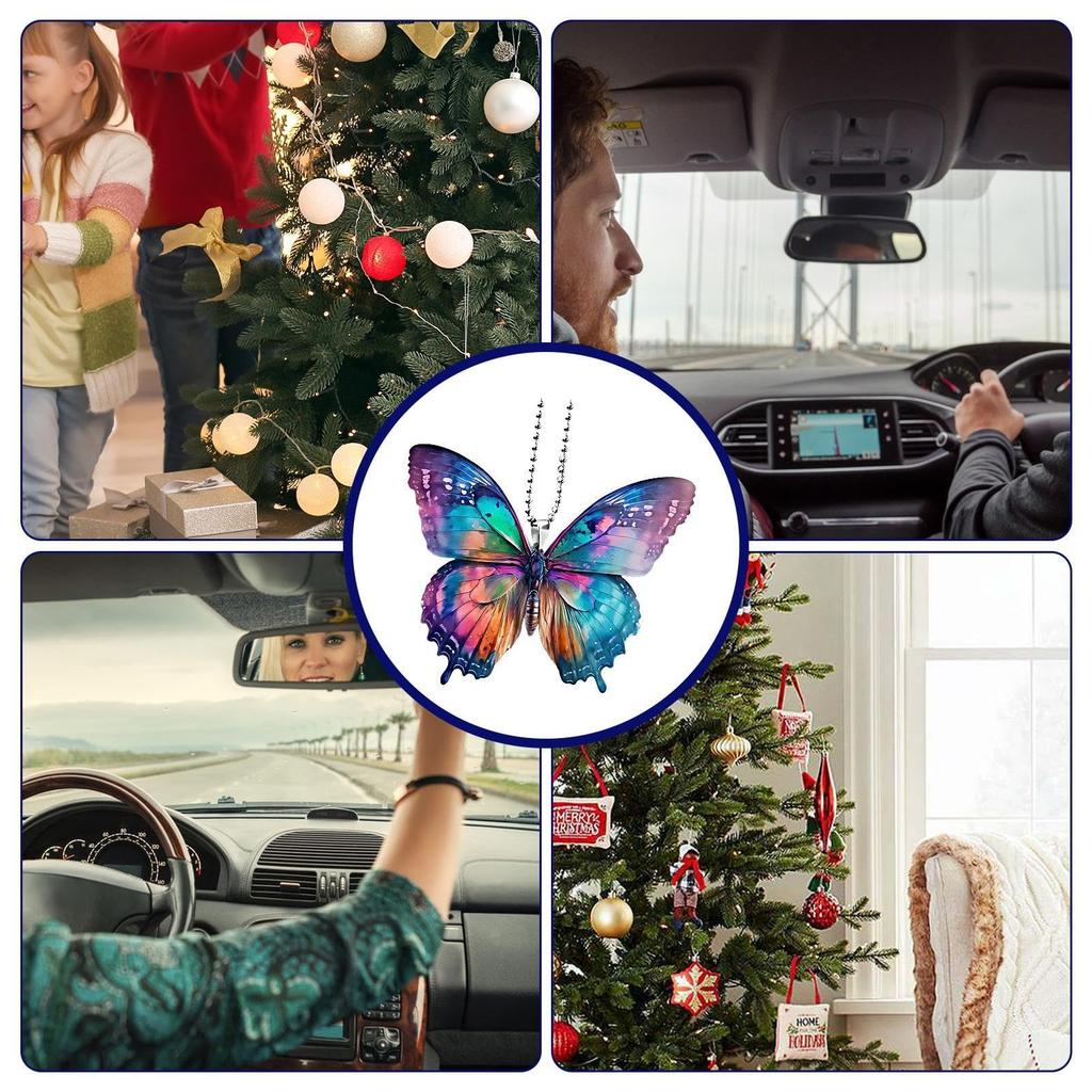 Butterfly Car Pendant | Photography Creative Colorful Acrylic Butterfly Car Accessories - Car Mirror