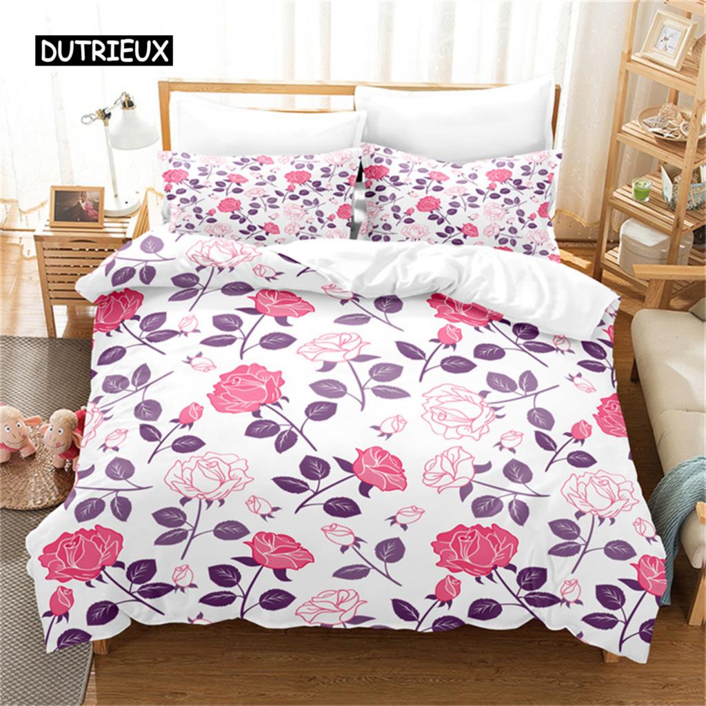 Flower Bedding Set Tropical Plants European Vintage Flower Duvet Cover Bedroom Gorgeous Bedding for Women Girl Gift Decorations