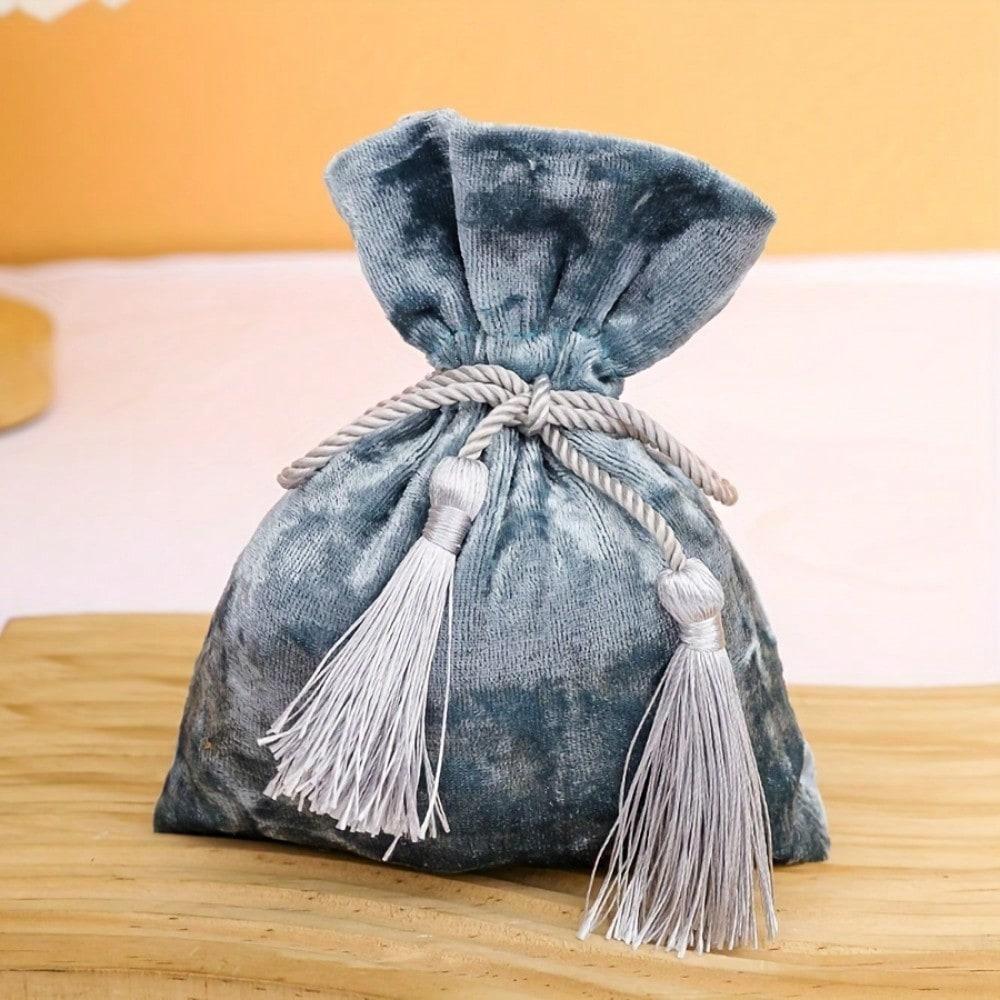 6 pungi cadou din catifea cu șnur și ciucuri: Pungi pentru bijuterii, Cadouri de nuntă, Cadouri pentru petreceri, Cadouri de ziua de naștere, Asortiment multicolor
