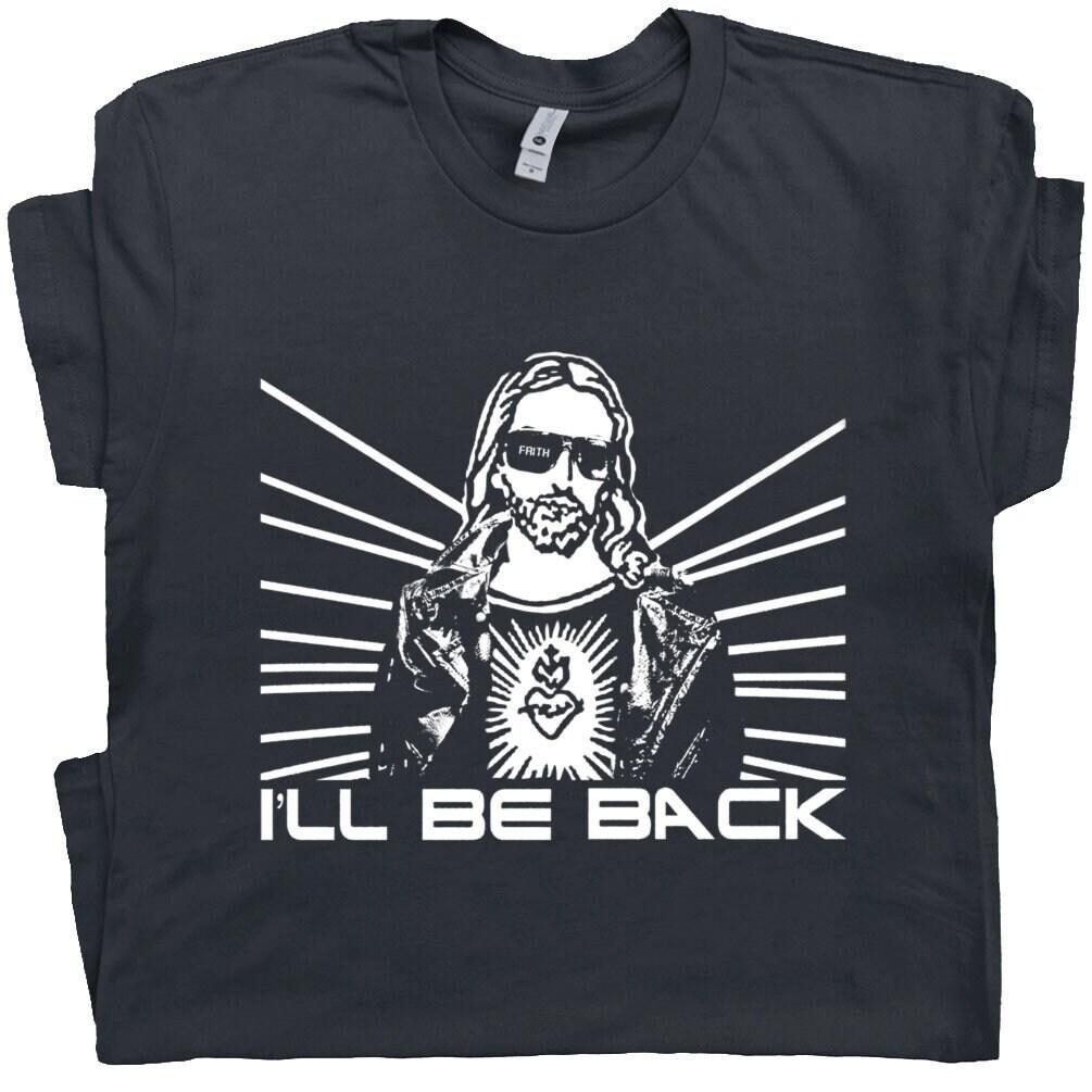 Jesus Shirt Funny Christian T Shirt Faith Jesus T Shirt for Men Women Guys Cool Christ Shirt I'll Be Back Religious Bible Verse Theme Shirts