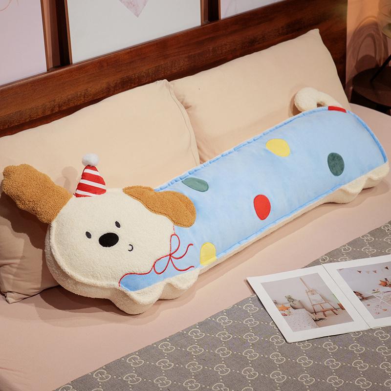 Kawaii Cartoon Soft Down Cotton Dog Plush Pillow Doll Stuffed Pet Doll Baby Long Sleep Pillow Accompany Gift for Girlfriend
