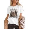 Leopard Christmas Tree Snowflake T Shirts Celebrate Christmas Vacation T Shirts Funny Merry and Bright Graphic Tees Tops