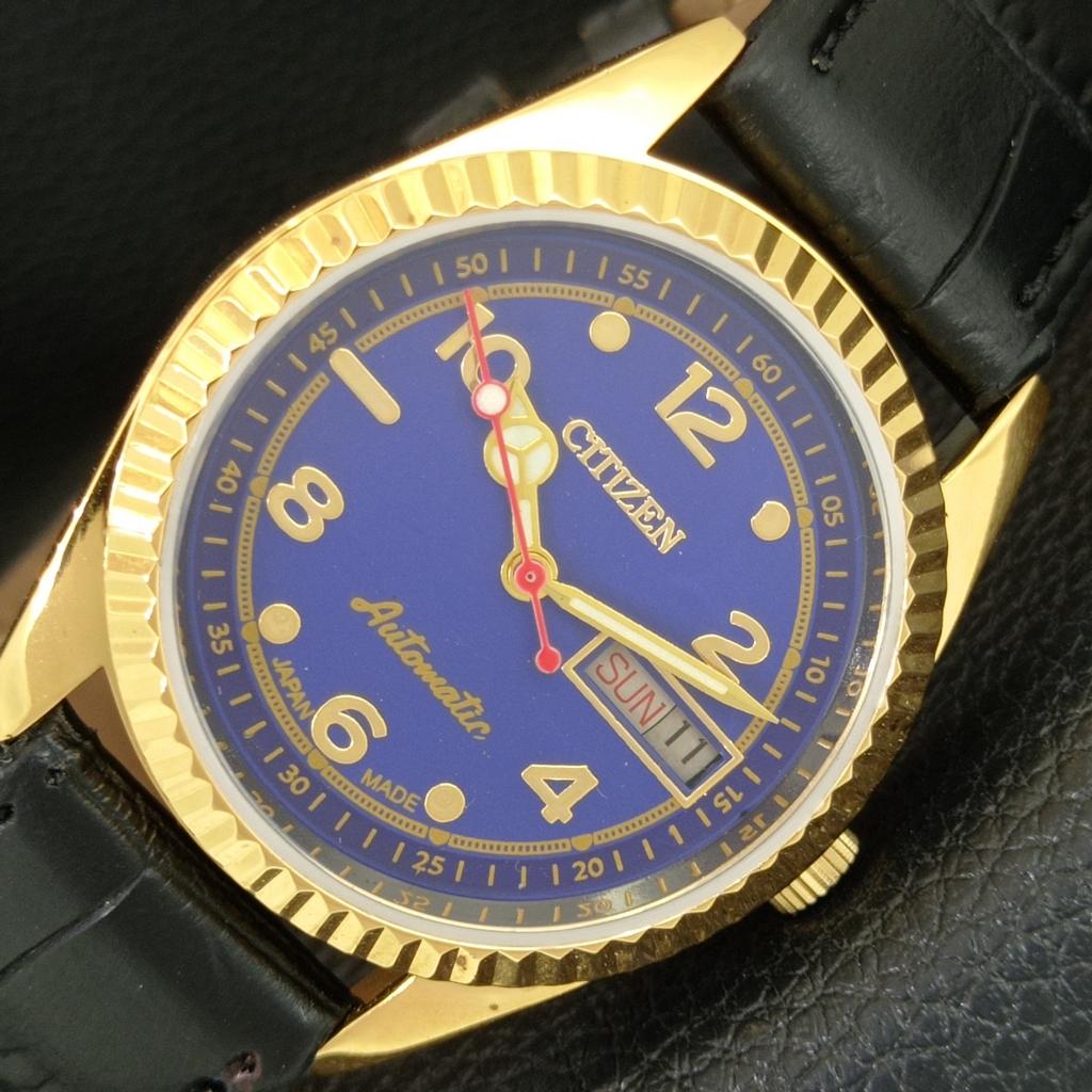 AUTOMATIC VINTAGE REFURBISHED CITIZEN 8200 JAPAN MENS BLUE DIAL WATCH a445318-1
