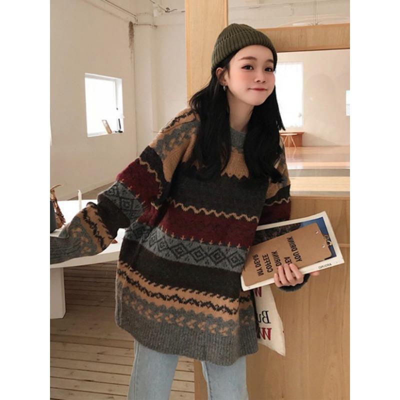 

Женский осенне-зимний вязаный пуловер с бриллиантами, повседневный свободный свитер XXL темно серый