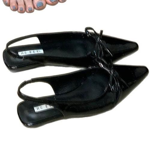 [Armano] Sandals Women's Summer Skirt French Bag Head Thick Heel Pointed Bow Temperament White Single Shoes