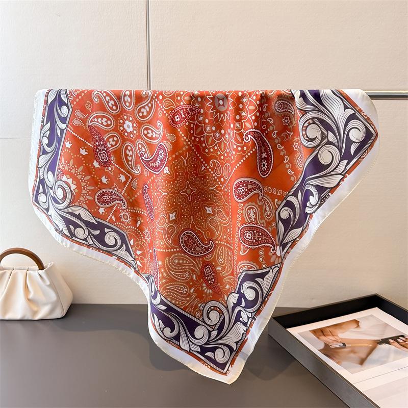 

Paisley Bohemia Style 70Cm Square Spring Summer Women Scarf Silk Satin Beach Scarves Shawl Headband Hijab Bandana Wrap Bufanda 70x70cm