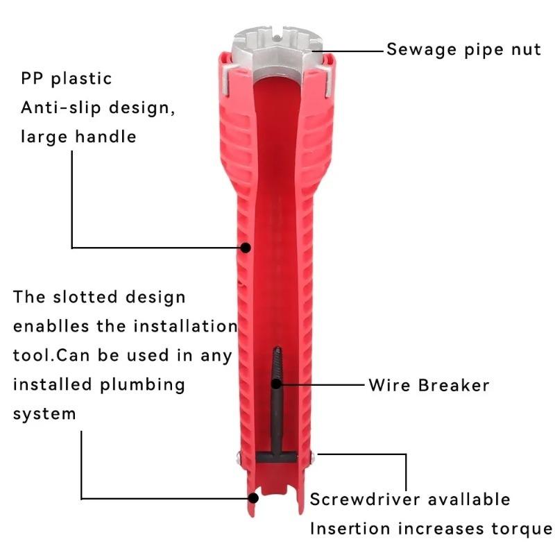 8 IN 1 Sink Faucet Wrench Plumbing Repair Tool Handle Double Head Wrench Spanner Tool Installer Ratchet Wrench Set for Bathroom 5 IN 1