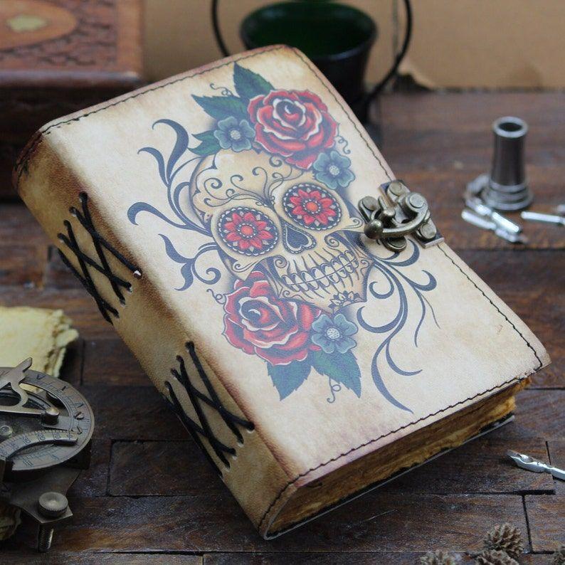 Skull Printed Leather Journal  Vintage Leather Diary It Boasts 200 Premium Deckle-edged Pages
