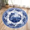 Chinese Blue and White Porcelain Style Circular Carpet Living Room Rug Anti Slip Dirt Resistant Mat Home Decoration
