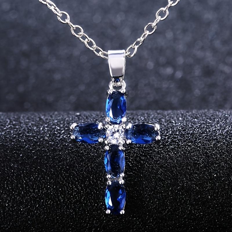 

Калунг салиб минималис бергая с цирконом овальный биру с рантай синий