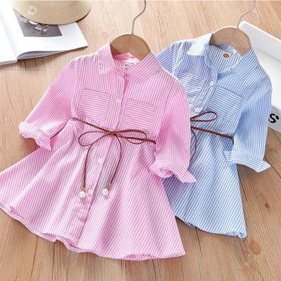 Abito da Ragazza Primavera Autunno a Righe Vestiti per Bambini Moda Bambino Bambina Abbigliamento in Cotone Manica Lunga Abito per Bambini Stile Regolare