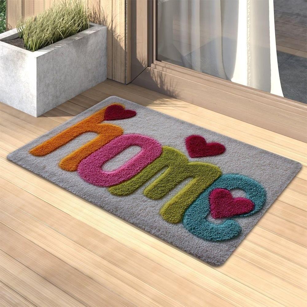 Anti Slip Letter Absorbent Mat Flower Door Mat Stain-resistant Bathroom Mat  Wet Areas