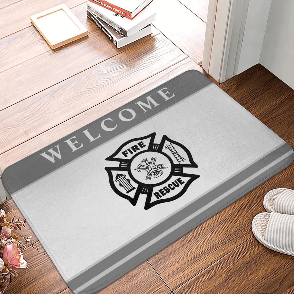 A Firefighter And The Flame Of His Life Live Here Doormat Anti-Slip Entrance Kitchen Door Floor Mat Toilet Rug Carpet Footpad