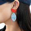 Summer Beach Vintage Striped Fish Dangle Earrings for Women Cute Red Heart Acrylic Drop Earrings Jewelry Accessories