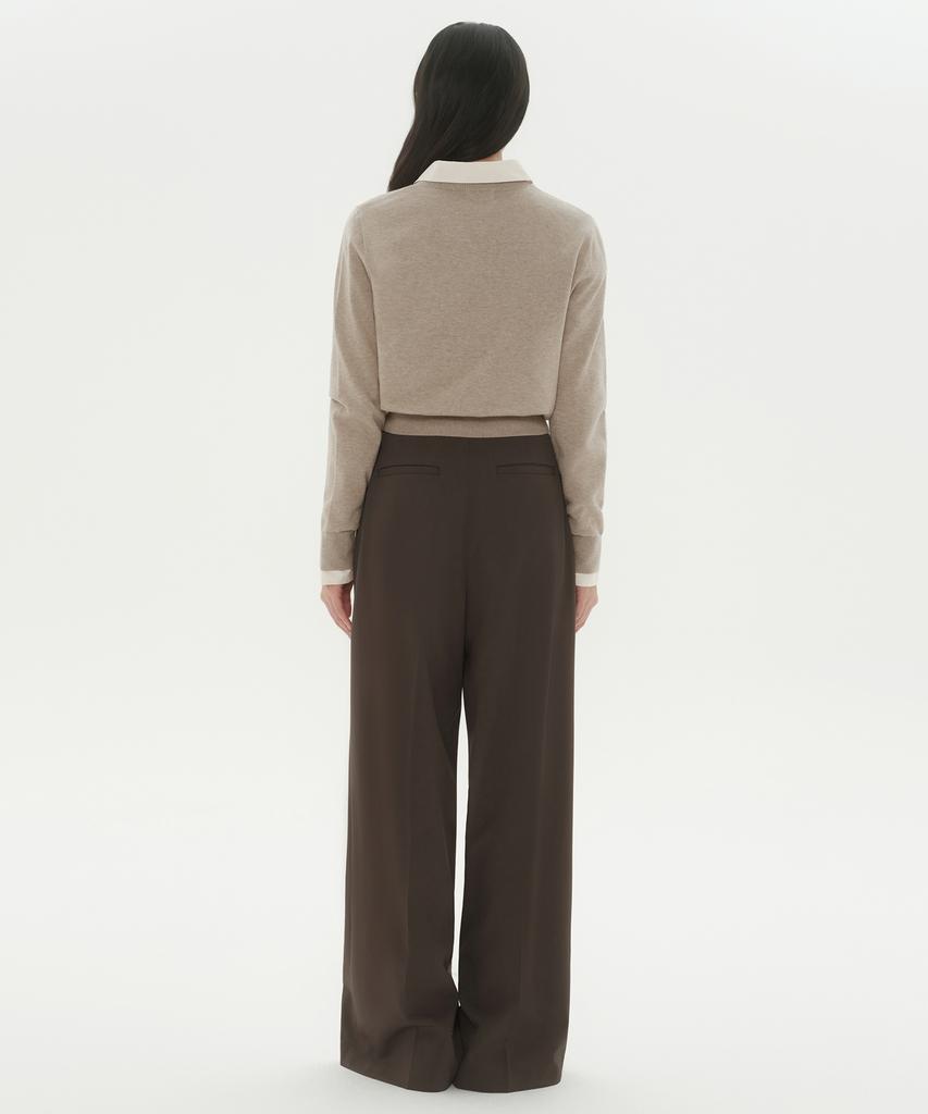 MUSINSA STANDARD WOMAN Women'S Waist Strap Deep Tuck Wide Slacks [Khaki Brown]