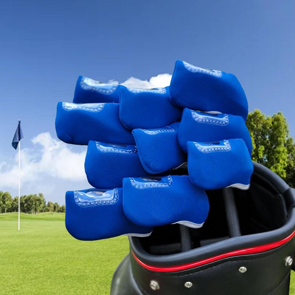 10 Pieces Golf Iron Headcover Set Club Head Covers Waterproof Visible Window Protector