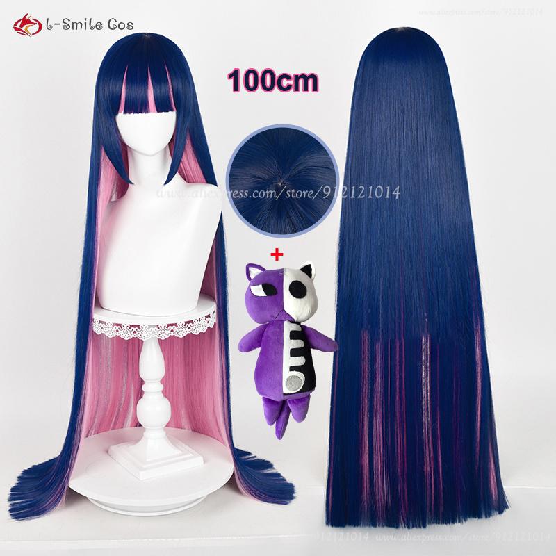 Anime Cosplay Stocking Anarchy Cosplay Wig 100cm/120cm Long Blue Pink Stocking Role Play Wigs