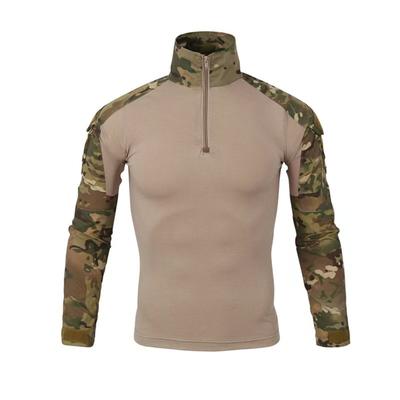 Outdoor Long Sleeve Tactical Shirts Combat Shirt Zipper Ripstop Cotton Wear-resisting Camo Airsoft T Shirts Men Clothing