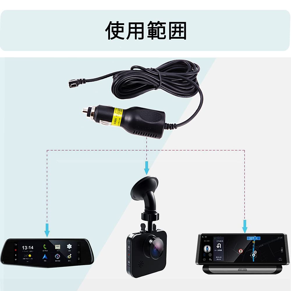 LIKENNY Zigarettenanzünder-Adapter Zigarettenstromkabel, Mini-USB, L-förmig, rechtwinklig, Zigarettenanzünderbuchse,