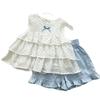 Girls Summer Polka Dot Ruffle Tiered Sleeveless Top And Shorts Set Fashionable Two Piece Outfit For Kids