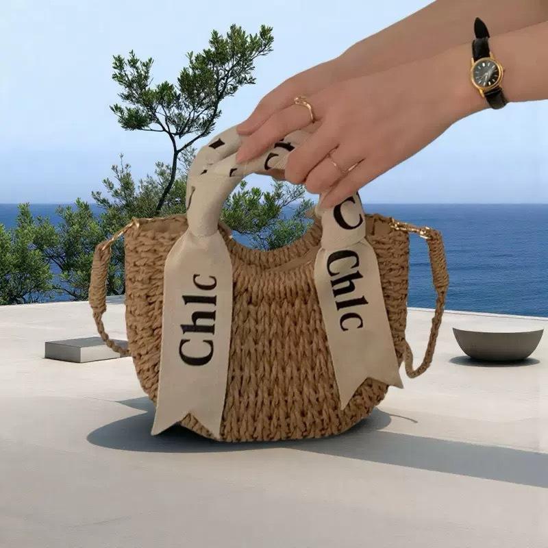Small round bucket letter ribbon messenger bag paper rope semicircular hand-woven bag vacation shoulder portable yuan bucket mobile phone bag