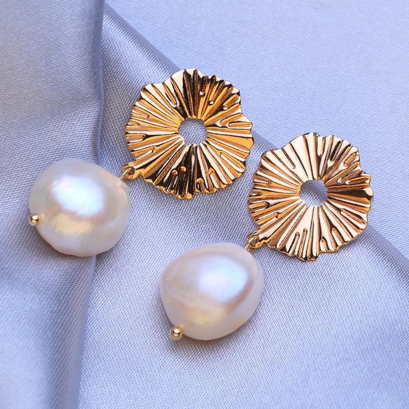 LSOOYH Baroque Irregular Natural Freshwater Pearl Earrings Fashion Wedding Party Punk Big Earrings For Women