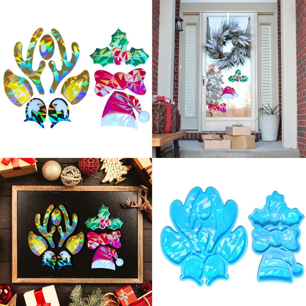 2Pcs Light Shadow Elk Christmas Hat Ornament Silicone Mold Scented Gypsum Ornaments Drop Glue Resin Mold for Decoration