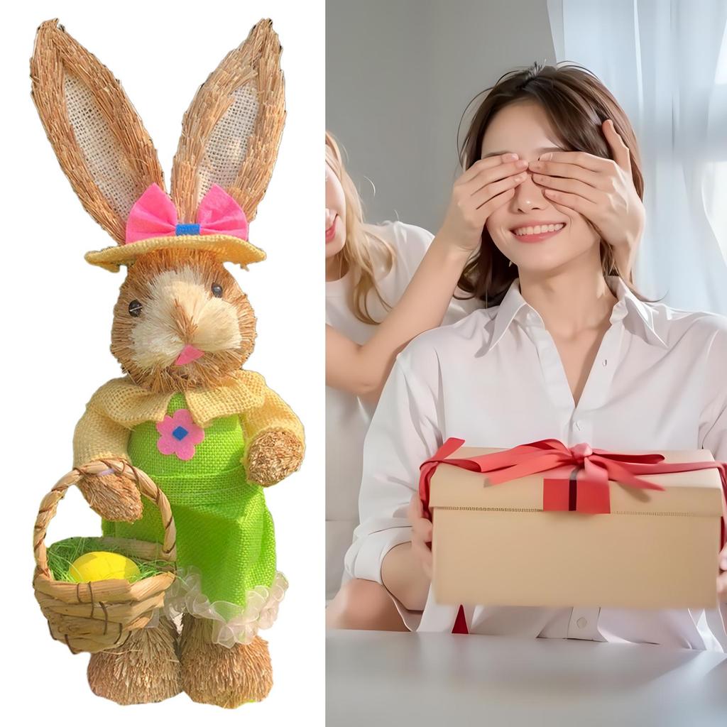 Easter Bunny Figurine Statue Decor Ornament Animal Sculpture for Yard
