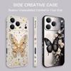 Wrist Strap Lanyard TPU Phone Case For iPhone 17 16 15 Pro Max 13 14 Pro Max 17e 16e 11 Black Butterfly Soft Silicone Back Cover