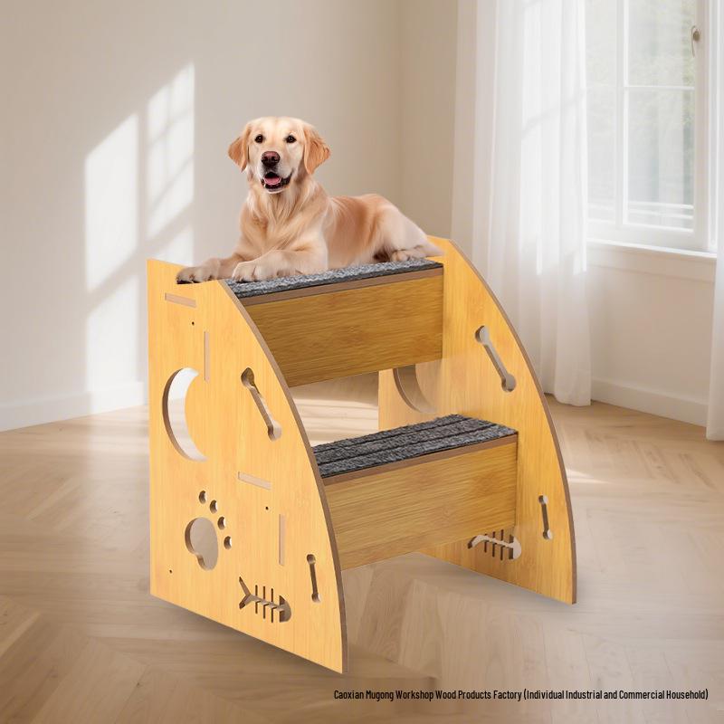 

Wooden Pet Ladder: Bedside and Sofa Side Stairs for Dogs and Cats 2 Layers