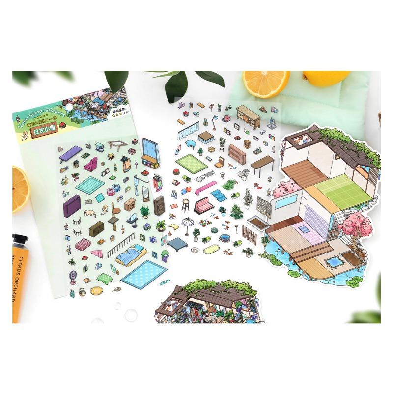 Cartoon Style 2 5d Landscape Sticker For Hand Account Diy Micro Scene Collage