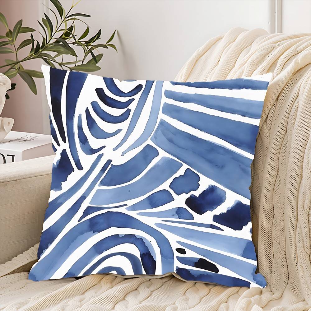 

Blue Nordic Geometric Pillow Case Cushion Cover Soft Cute Throw Pillow Case For Car Sofa Pillowcase Polyester With Zipper 16x16Inch