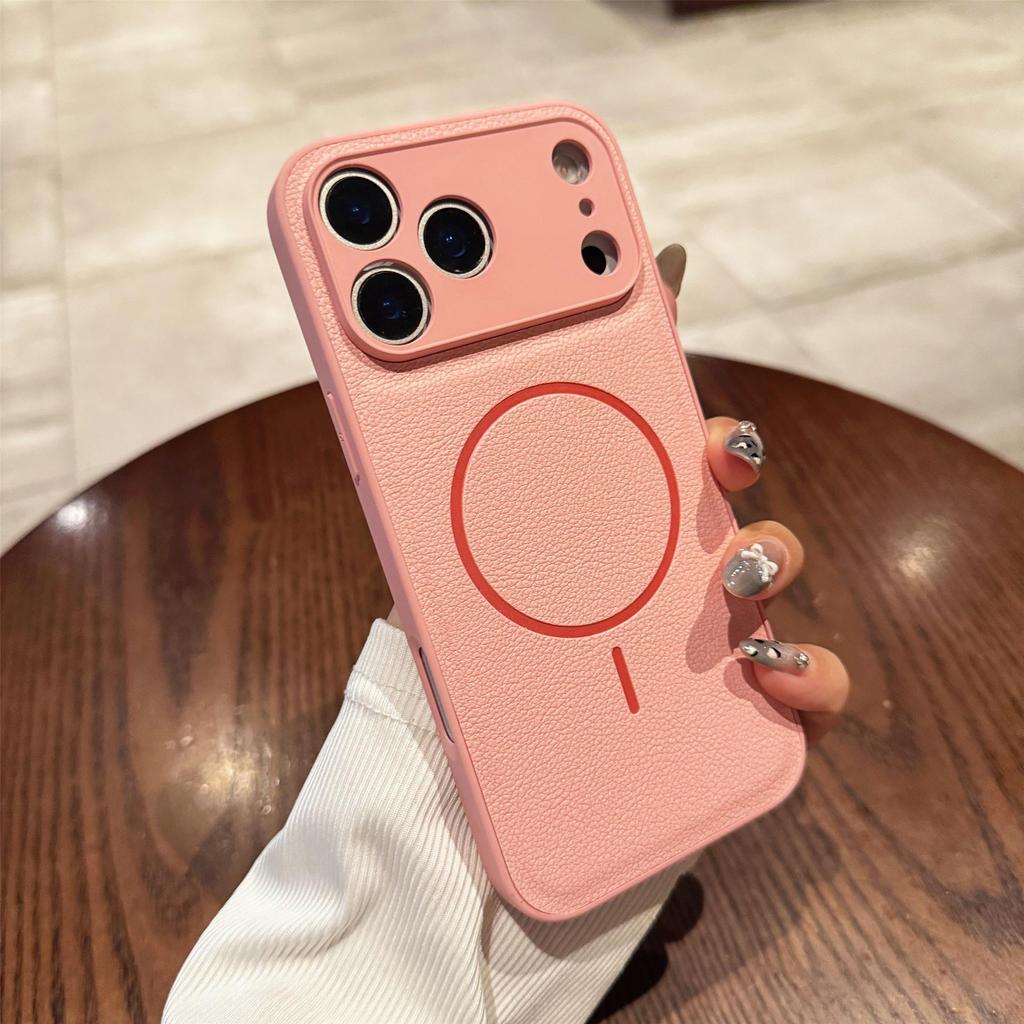 iPhone 16 Leather Case: Solid Color, Magnetic, Thin Ring, New Style, 17 Pro Max Compatibility, Cross-Border Drop-Shipping