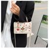 Sweet Cherry Square Chains Crossbody Bags for Woman Luxury Designer Brand Handbags Shoulder Bag New Female Black White HandBag